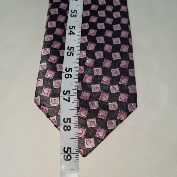 Seta Zone Necktie Men Silk Textured Geometric Print Handmade China - Picture 9 of 11